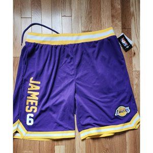 NBA Lakers Lebron James purple / gold basketball game shorts#6 sz (2XL)